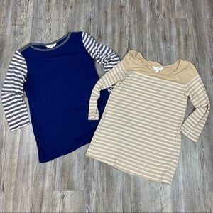 Charming Charlie Striped Shirt Bundle Blue Khaki